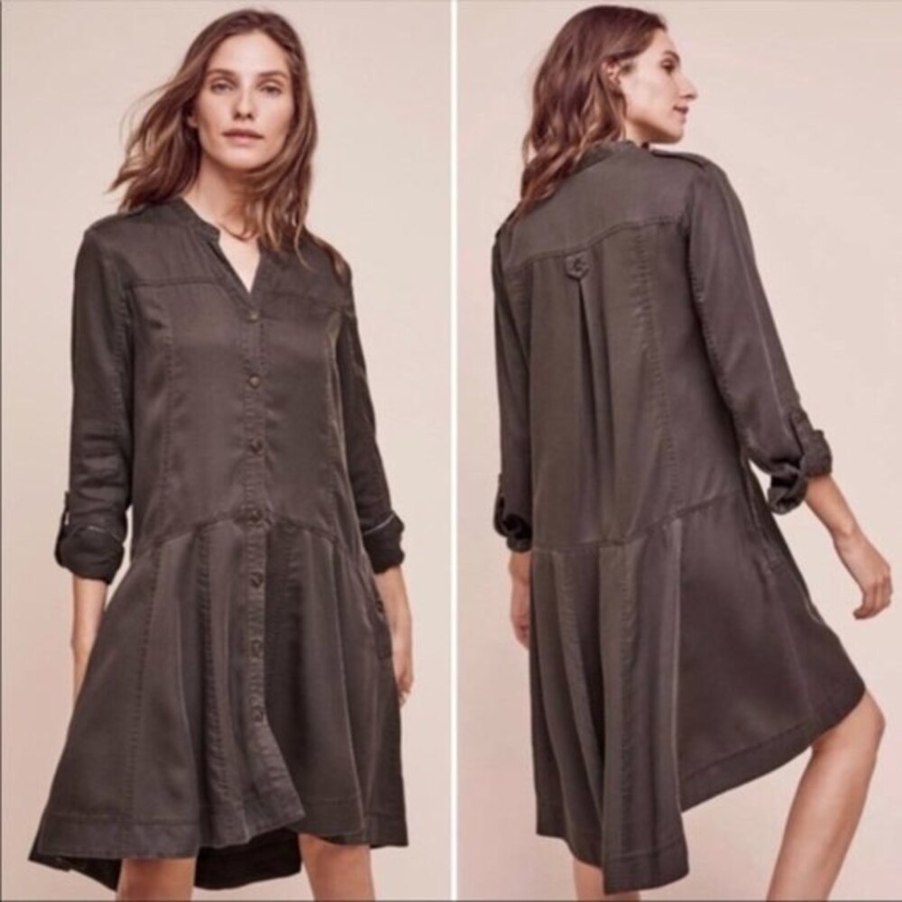 Anthropologie Holding Horses Lyocell Button Front High Low Shirtdress (NWT)
